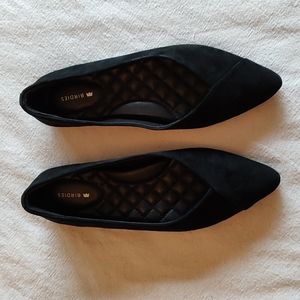 Birdies size 6.5 The Goldfinch black suede flats